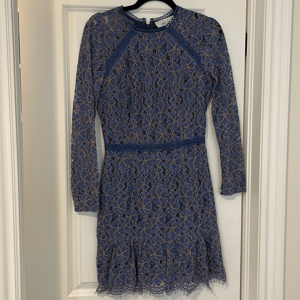 Blue lace mini dress
